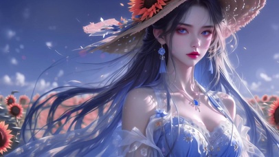 清纯治愈草帽花海古风女神