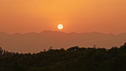 4k太阳下山被山体遮挡日落