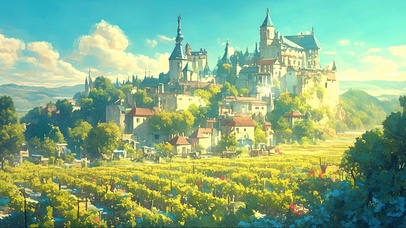 清新阳光葡萄园古堡