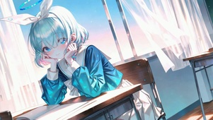 教室窗边蓝发少女阿罗娜