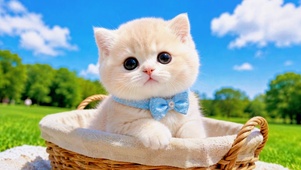 篮子里的软萌奶猫