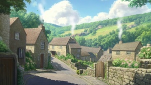 夏日阳光绿色乡间小屋