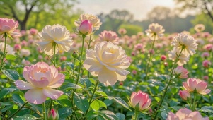 晨露中的治愈月季花海