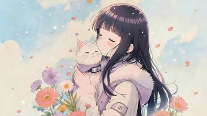 女孩和她的猫