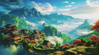 绿色护眼大气磅礴古城美景