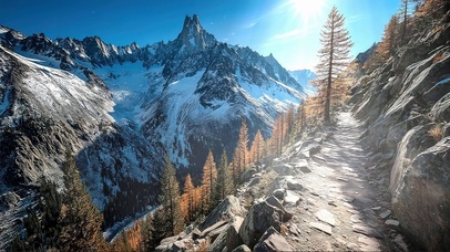 阳光雪山登山小径