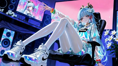 赛博潮酷电竞少女神里绫华