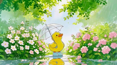 雨中小黄鸭