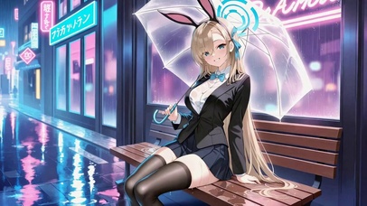 雨夜都市兔耳美少女