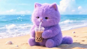 喝奶茶猫咪