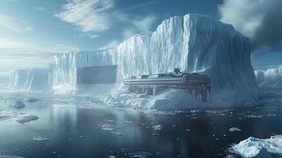 南极冰山神秘基地