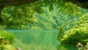 护眼山间绿景双屏