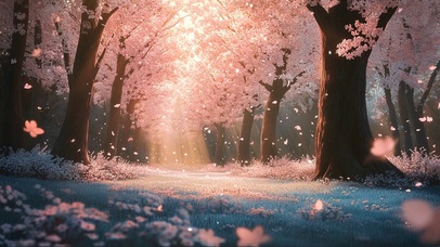 樱花森林的春日落樱