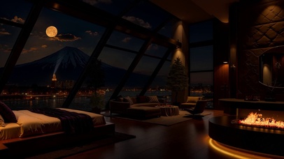 月夜观富士