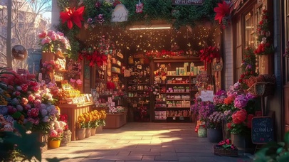 圣诞雪花温馨阳光商店