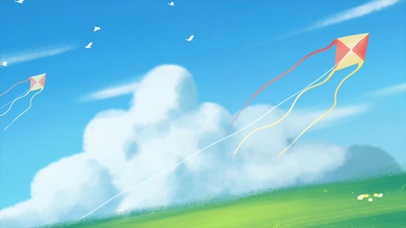 古风美女蓝天草地风筝梦想