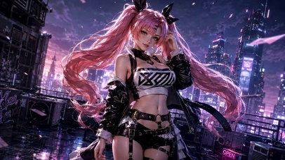 霓虹粉发少女