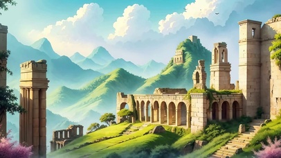 治愈唯美绿色护眼古迹城堡