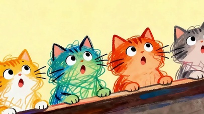 一群可爱猫咪带鱼屏