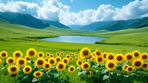 清新草原向日葵