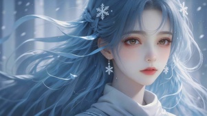 治愈蓝发少女