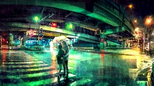 雨夜路口情侣