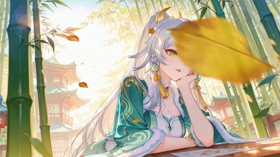 竹林古风银发美少女兹白