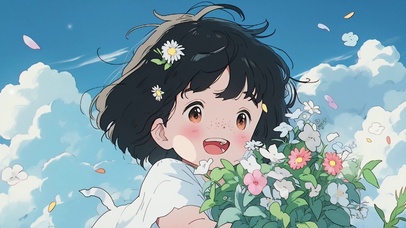 可爱的捧花女孩