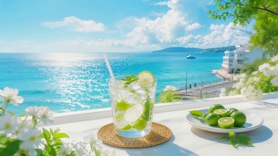 夏日柠檬气泡水