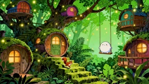 梦幻森林小白荡秋千