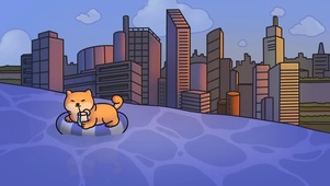 可爱狗狗游泳