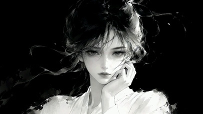 水墨暗黑风二次元美少女
