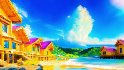 夏日沙滩小镇