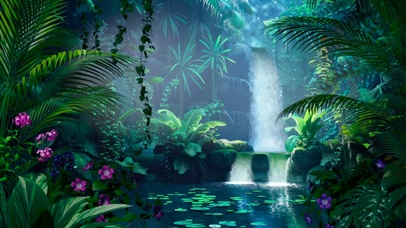 静心林间瀑布溪流