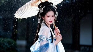雨中古风美人