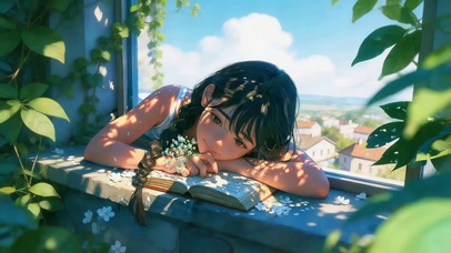夏季窗台女孩