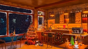 冬季舒适圣诞咖啡厅