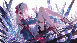 梦幻冰晶银发美少女