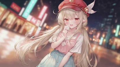 夜晚都市可爱精灵美少女