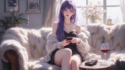 典雅高贵紫色长发女神