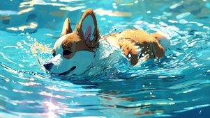 游泳狗狗