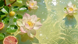 夏日波光水漾盛开荷花