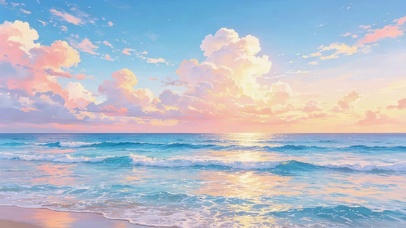 晚霞大海