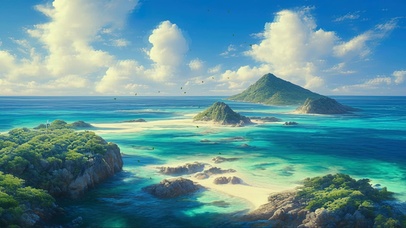 蓝天阳光清新海洋群岛