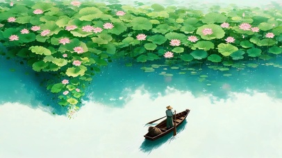 治愈湖边荷花