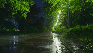 雨夜路灯小路