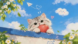 墙头上可爱猫咪