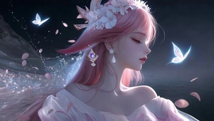 蝶影粉发少女