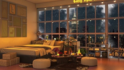 温馨的雪天房间