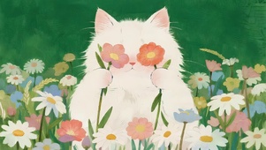 鲜花猫咪